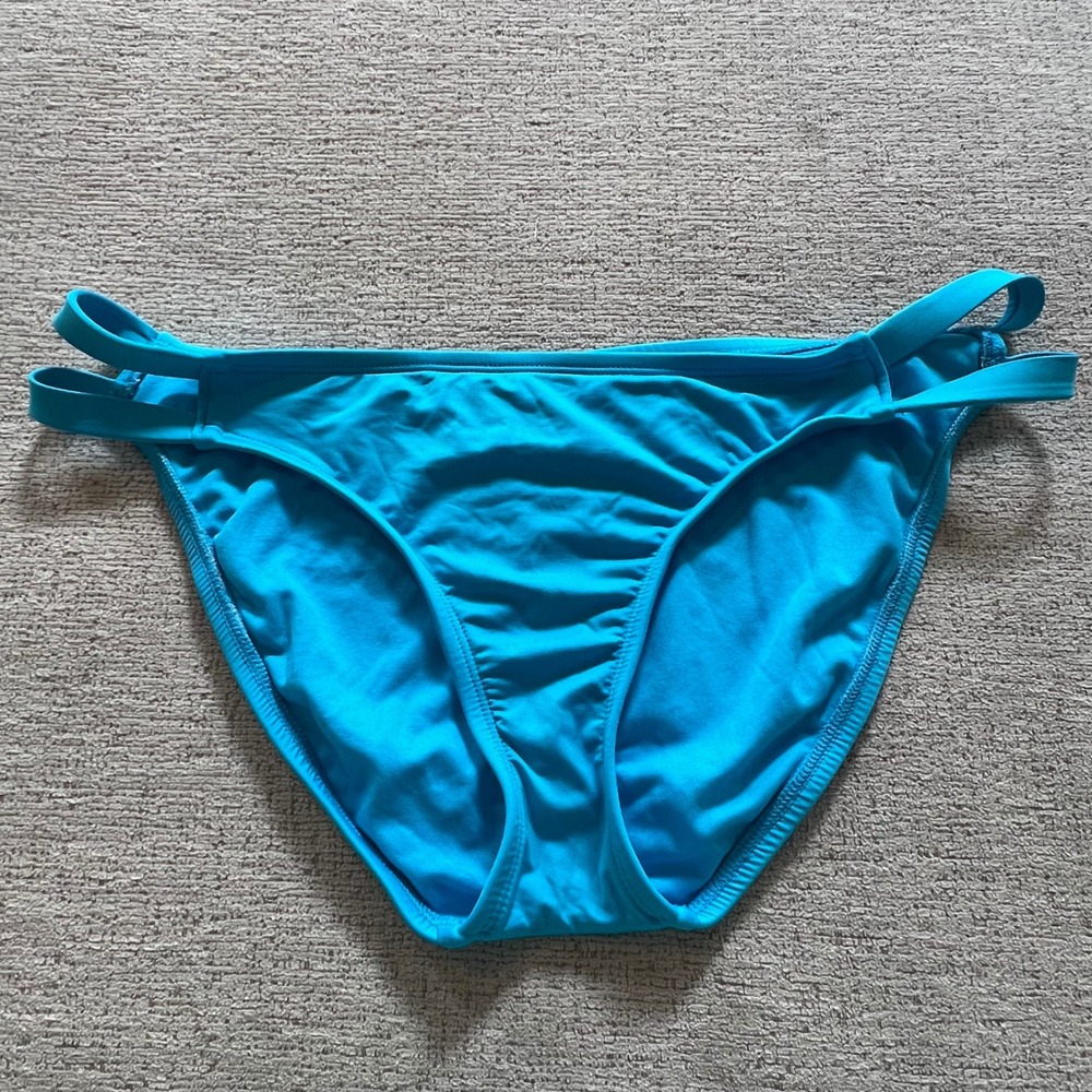 Mossimo‎ Turquoise Blue Double Side Strap Bikini Bottom Sz Large Swimwear Solid